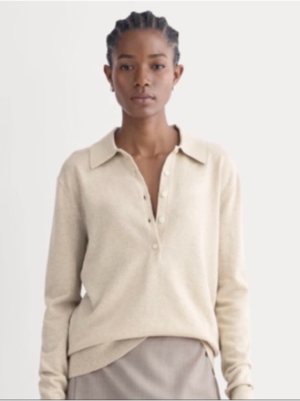 Oversized Cotton Wool Polo Sweater - Everlane - Size S